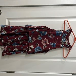 Red and blue floral romper